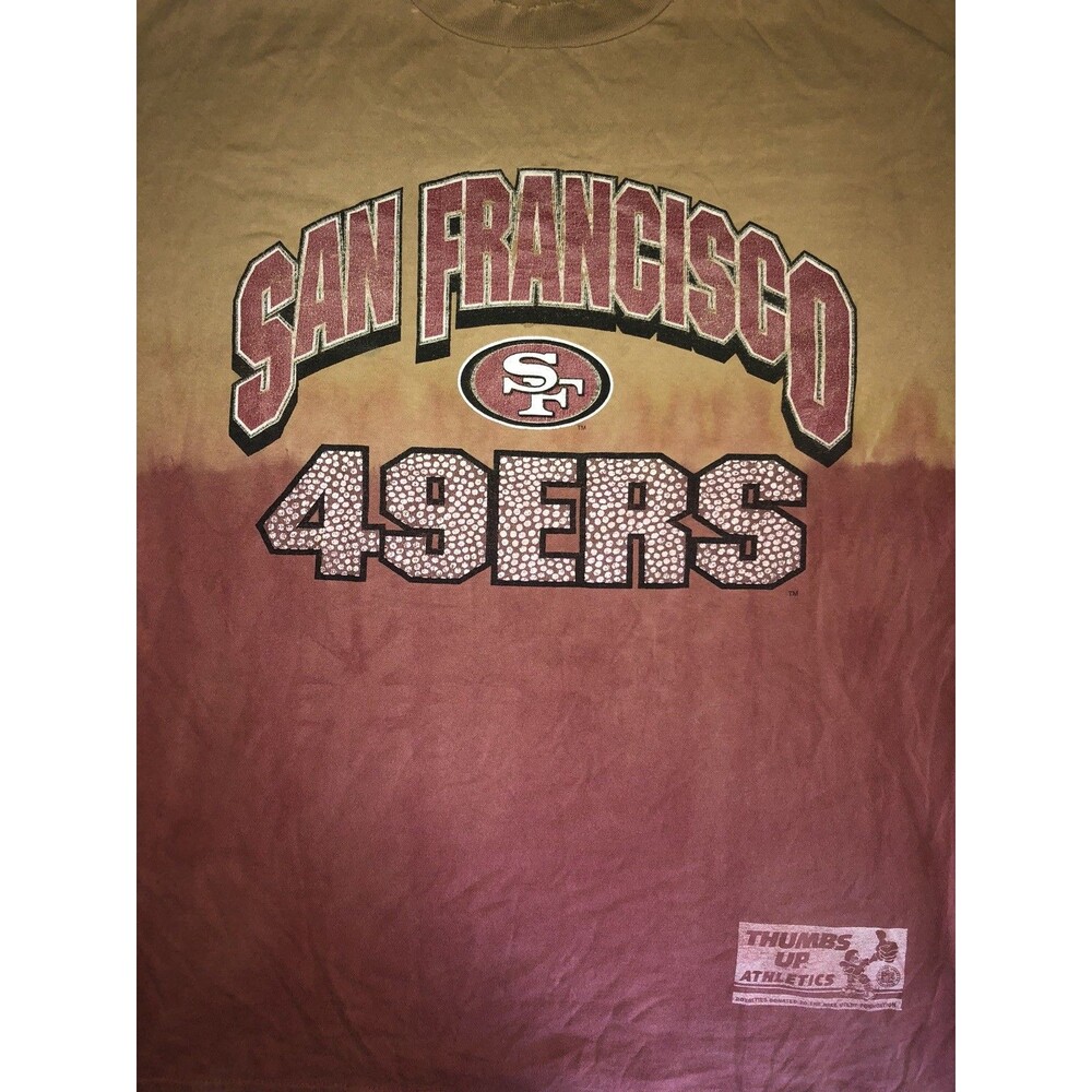 Vintage SAN FRANCISCO 49ers 90s DISTRESSED Tie Dye T-Shirt Lifeforms  WORN Large